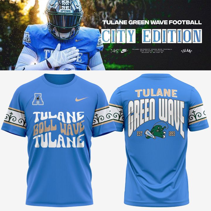Tulane Green Wave football City Edition Roll Wave T-Shirt EST 1893