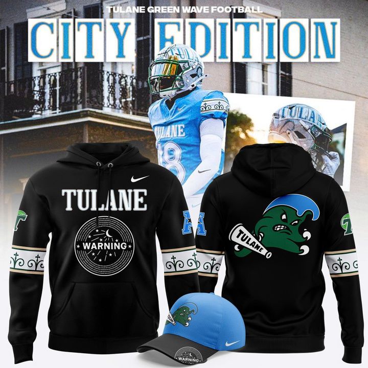 Tulane Green Wave Football City 2025 Edition Hoodie Black