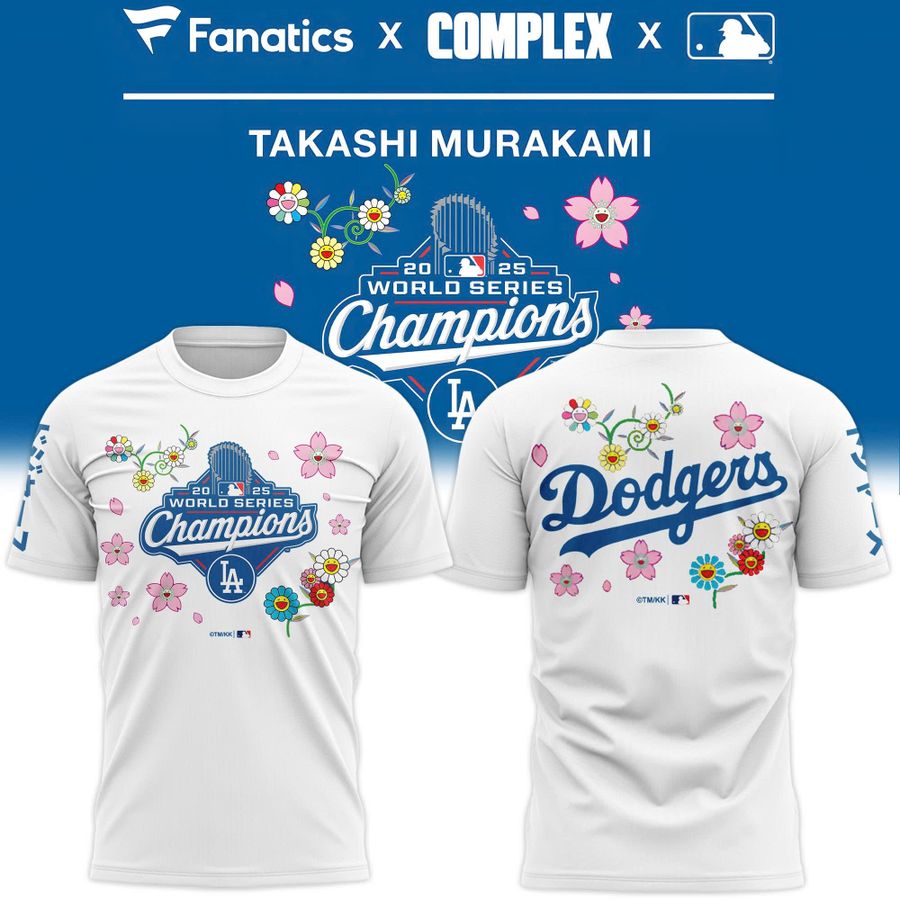 Los Angeles Dodgers x Takashi Murakami World Series Champions T-Shirt White 2025 Season