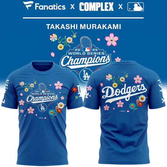 Los Angeles Dodgers x Takashi Murakami World Series Champions T-Shirt Blue 2025 Season