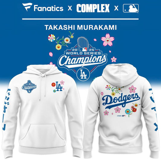 Los Angeles Dodgers x Takashi Murakami World Series Champions White Hoodie