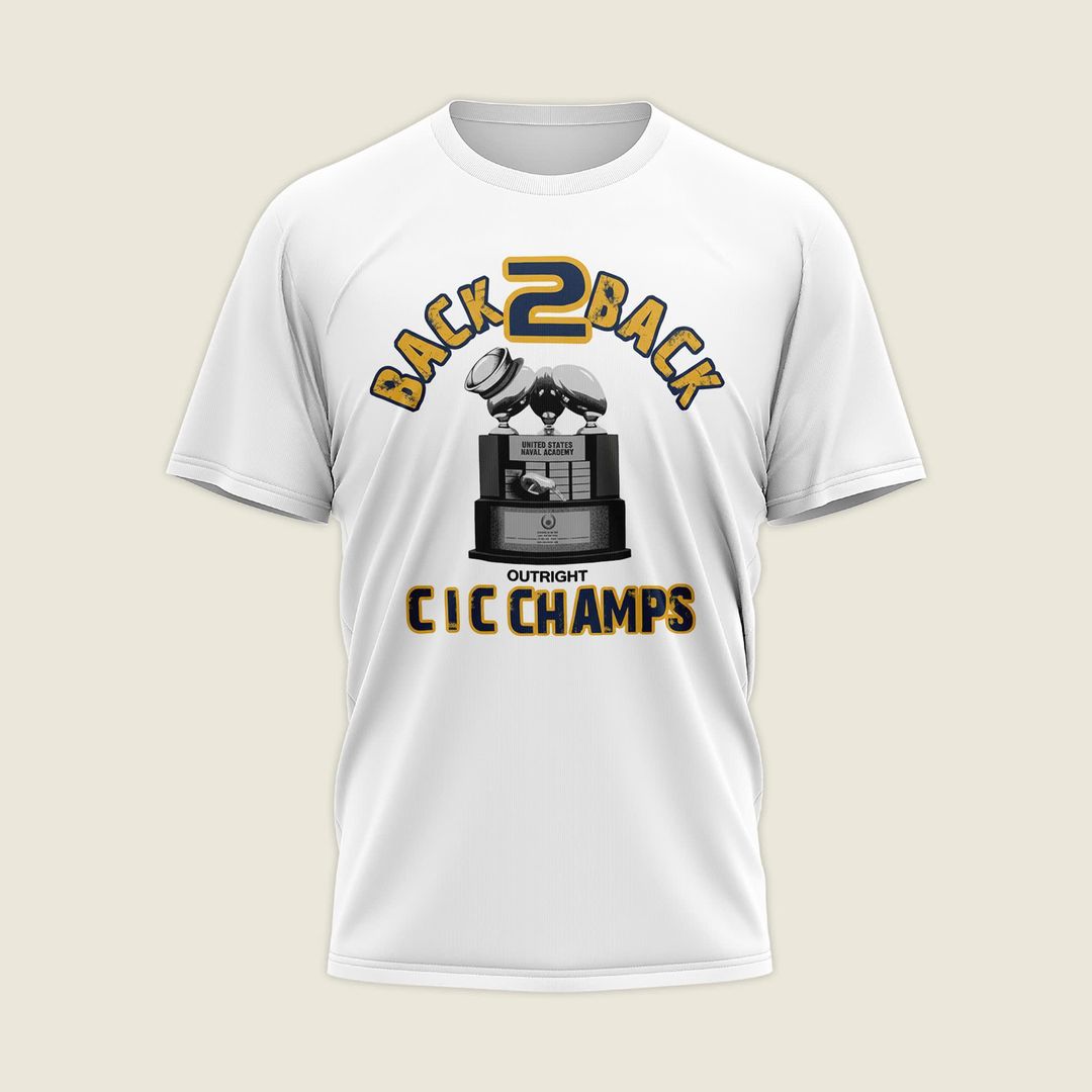 Navy Midshipmen – Back-to-Back CIC Trophy Champions 2025 Combo T-Shirt - White - Unisx