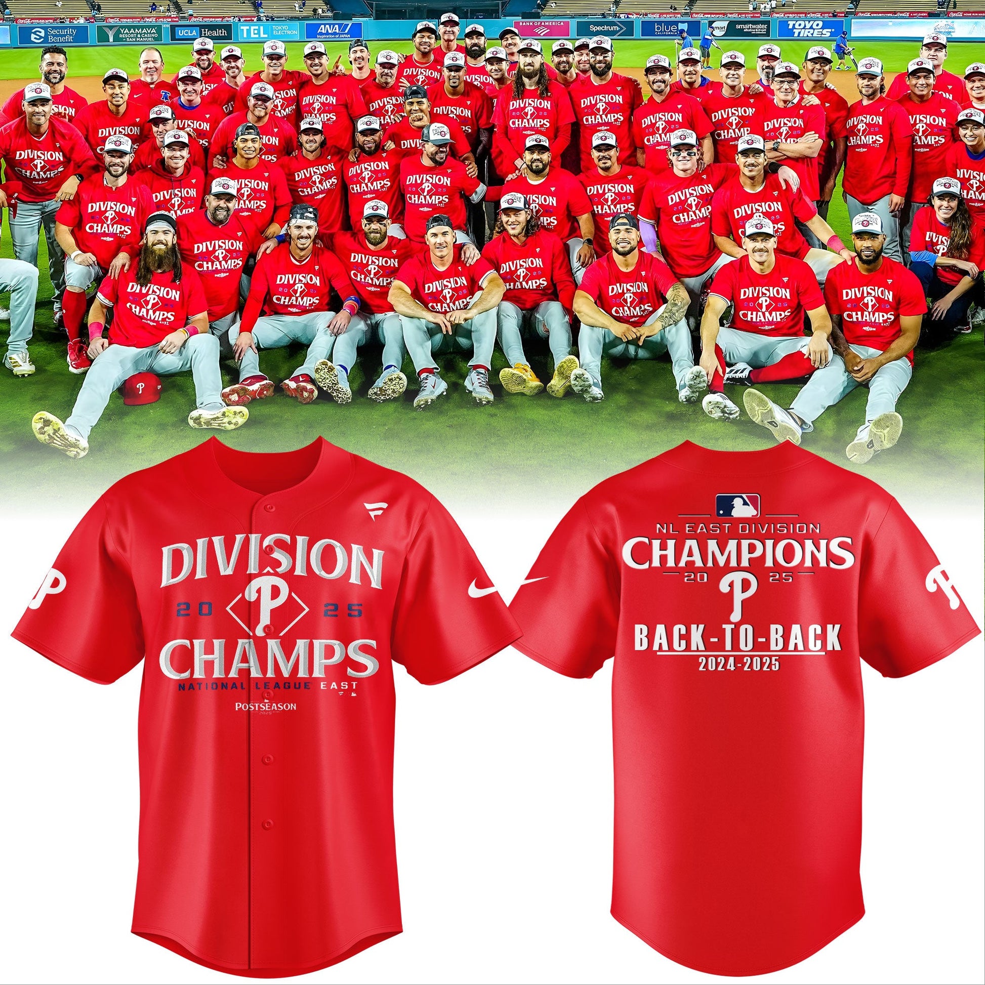 Philadelphia Phillies Baseball Jersey BACK-TO-BACK NL EAST CHAMPIONS