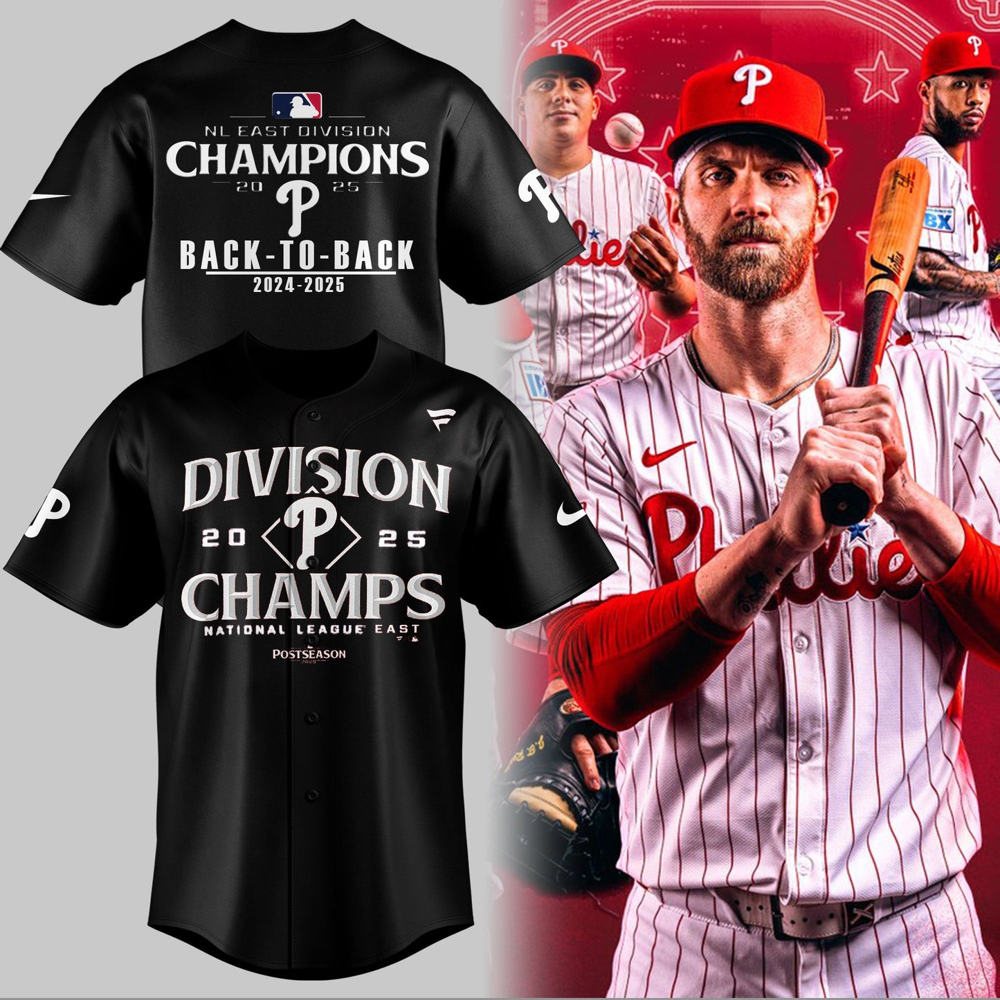 Philadelphia Phillies Baseball Jersey BACK-TO-BACK NL EAST CHAMPIONS