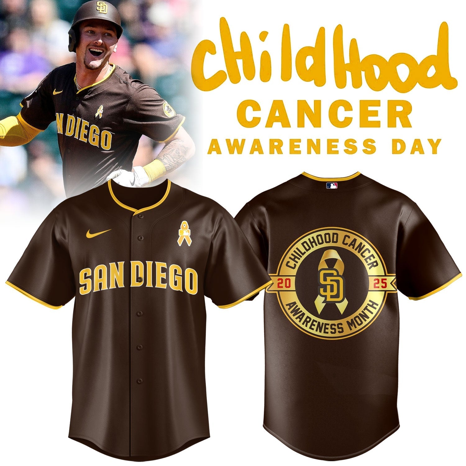 San Diego Padres Child Hood Cancer Awareness Baseball Jersey