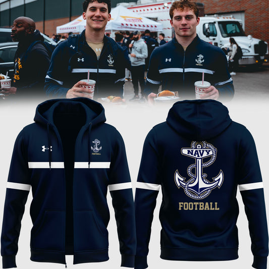 Premium Navy Midshipmen Merch For Fan - Special Edition Navy Midshipmen Zip Hoodie