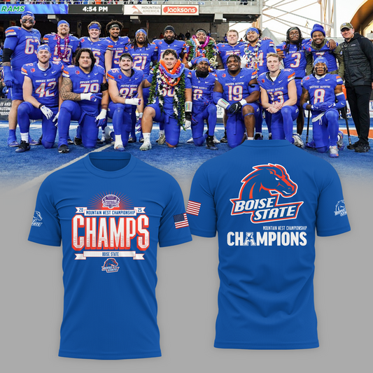 Boise State 2025 Mountain West Championship Blue T-Shirt - Boise State Football Champions T-Shirt