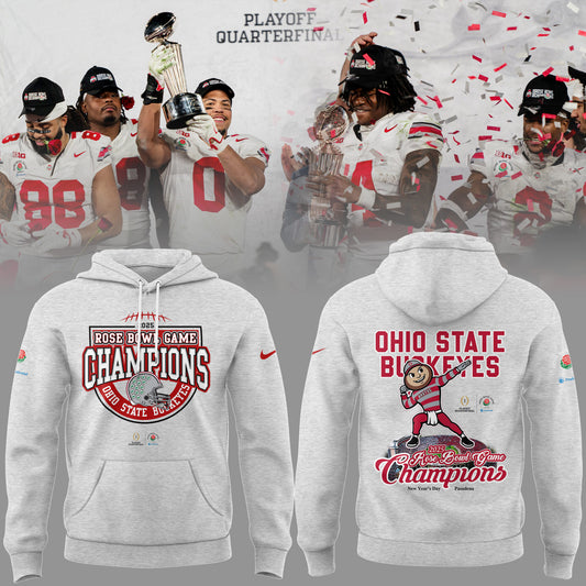 Ohio State Buckeyes Football NCAA Limited 2024 Rose Bowl Champions Grey Hoodie