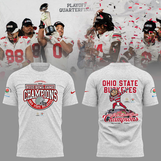 Ohio State Buckeyes Football NCAA Limited 2024 Rose Bowl Champions Grey T-Shirt