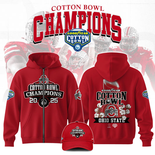 Ohio State NCAA Cotton Bowl Champions Limited Edition Zip Hoodie 2025