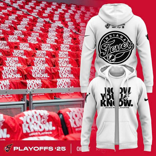 Now You Know Indiana Fever Zip Hoodie WNBA Playoff 2025 White