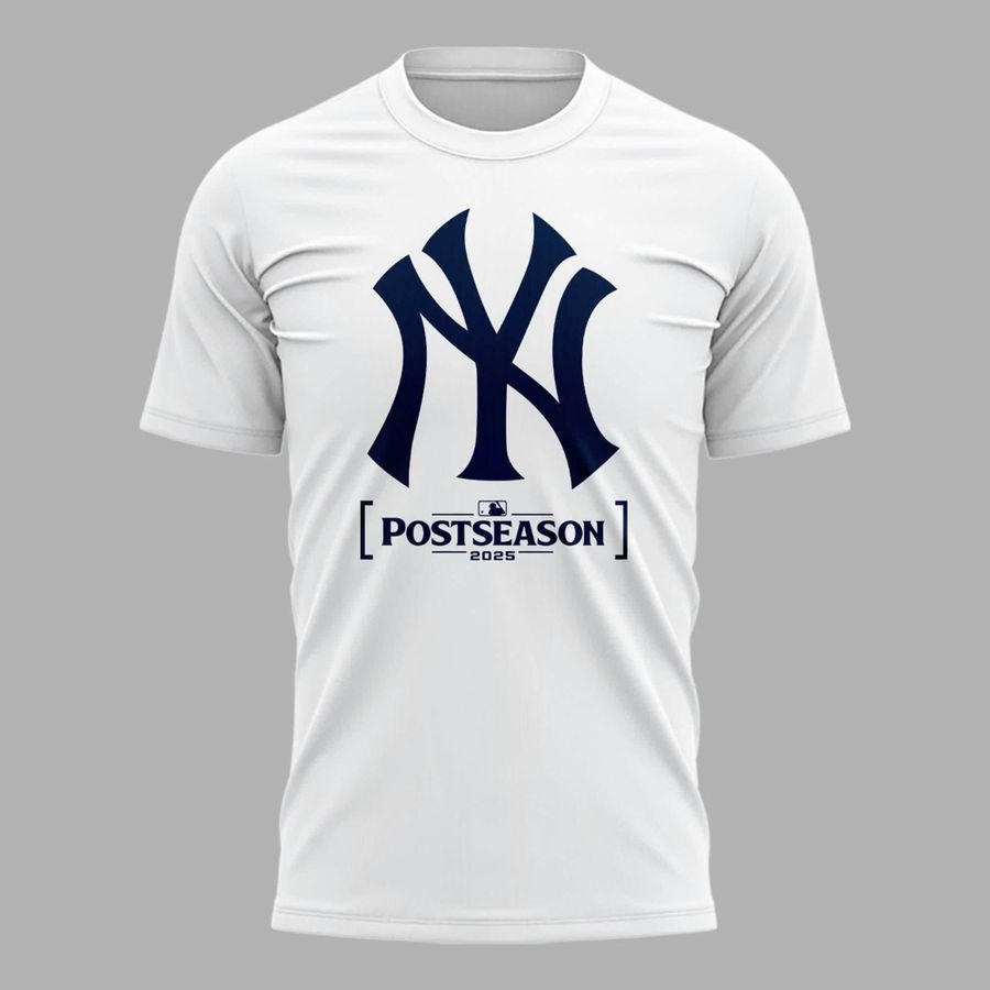 NY Yankees White 2025 Postseason T-Shirt - Limited Edition