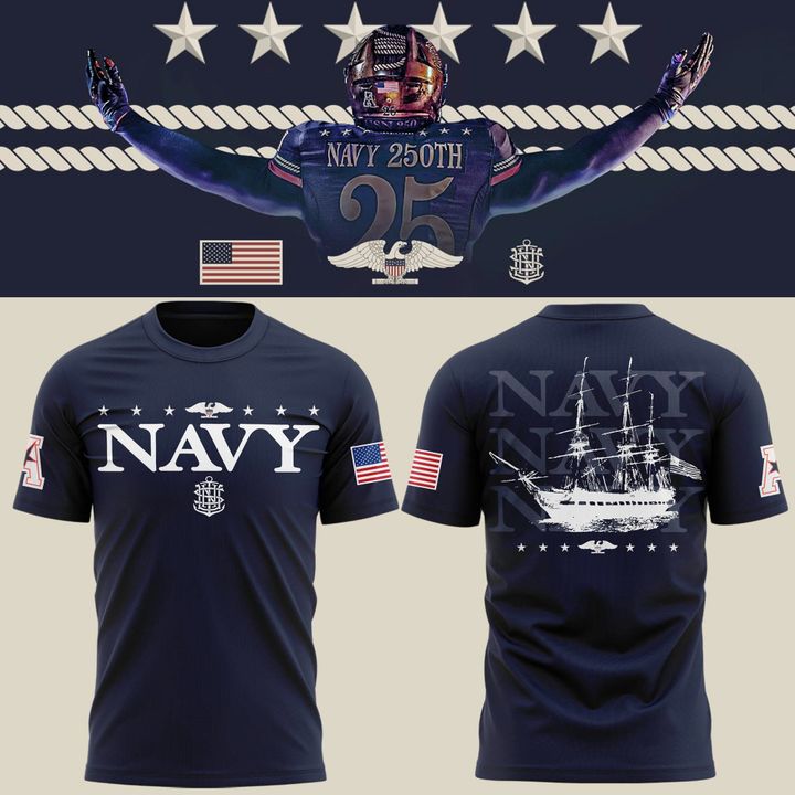 Navy Sideline Collection - Navy Midshipmen T-Shirt 250th Anniversary Uniform