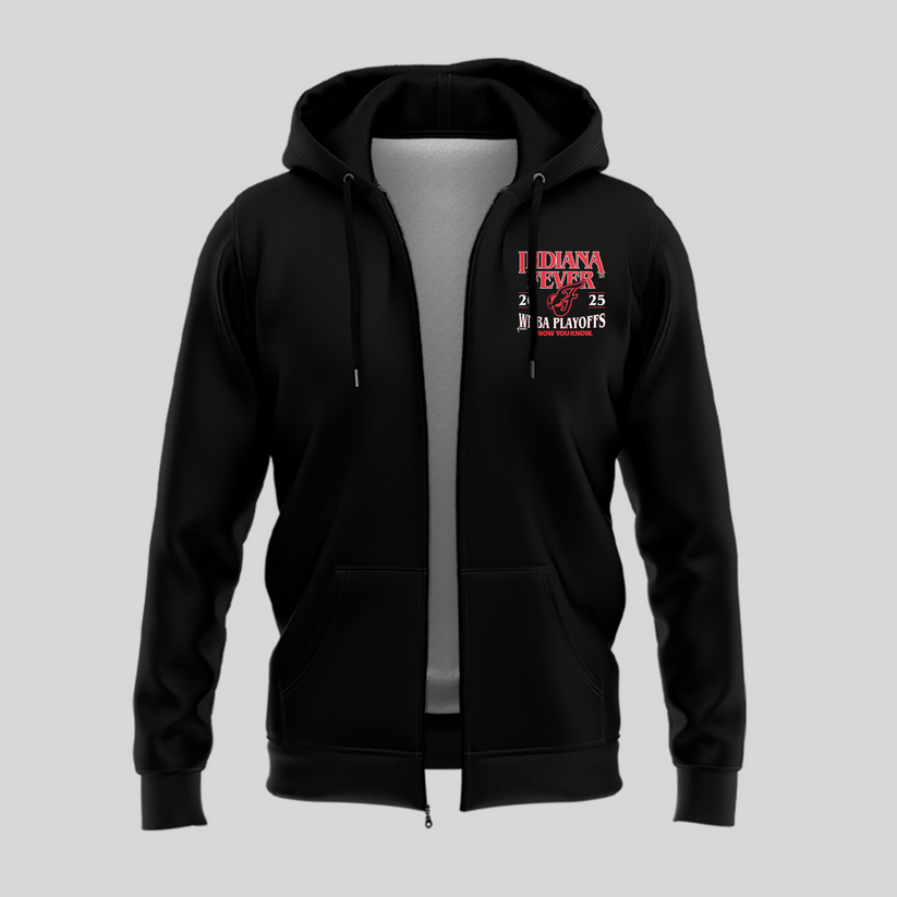Now You Know Indiana Fever Zip Hoodie WNBA Playoff 2025 Black Red