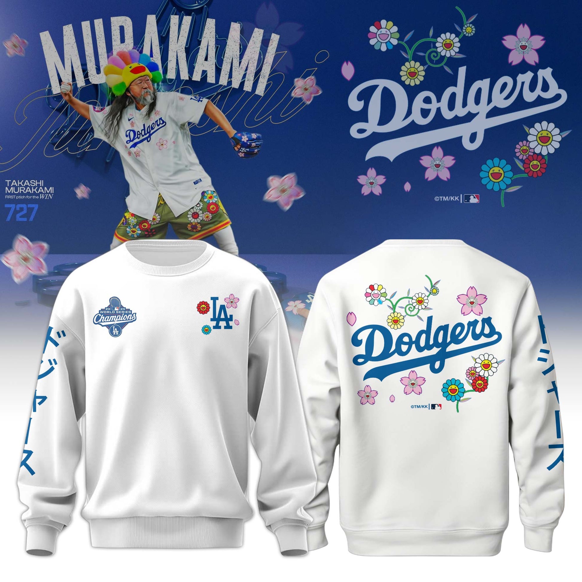 Los Angeles Dodgers x Takashi Murakami World Series Champion 2025 White Sweatshirt
