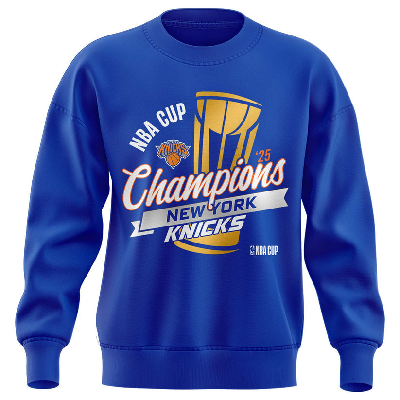 New York Knicks 2025 Emirates Cup Champions Sweatshirt All-Team - Blue 2-Side - Design By Tyche Joy