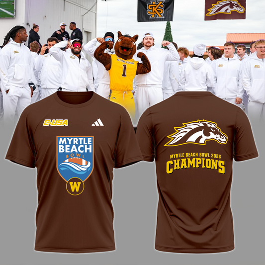 🏆MYRTLE BEACH BOWL CHAMPS! - Western Michigan Football T-Shirt Champions - Brown- All Cotton - Unisex