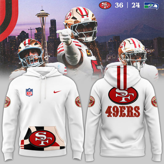 Premium San Francisco 49ers Gear - White San Francisco 49ers Throwback 2024 Hoodie - Gear Up For Big Game - High-End SF 49ers Merch