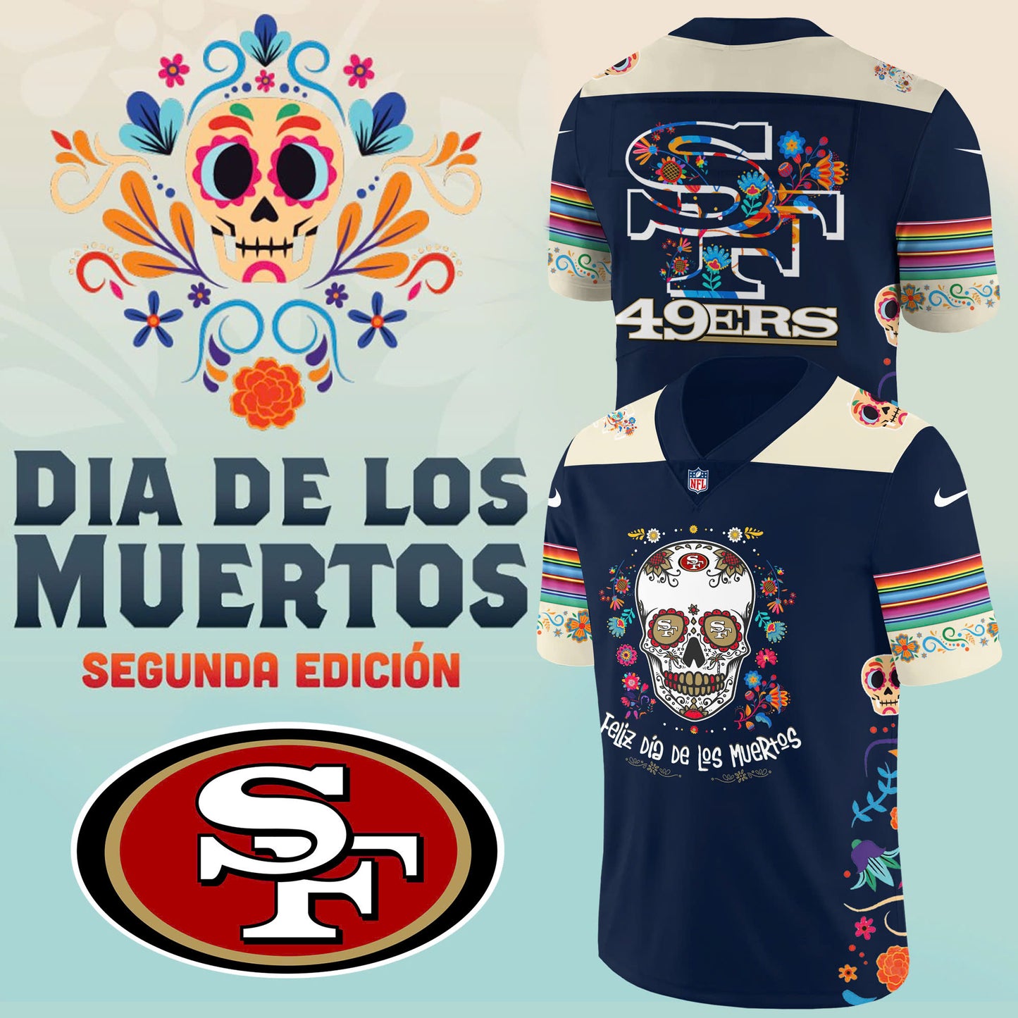 Premium San Francisco 49ers Gear - San Francisco 49ers 2024 NFL Dia De Los Muertos Premium Limited Jersey - Gear Up For Big Game - High-End SF 49ers Merch