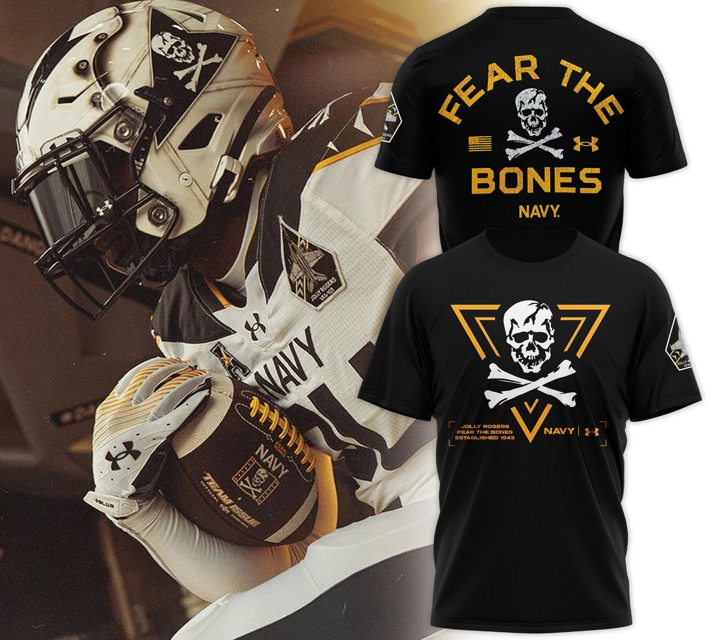 Navy Midshipmen 2024 Rivalry Fear The Bones Performance TShirt