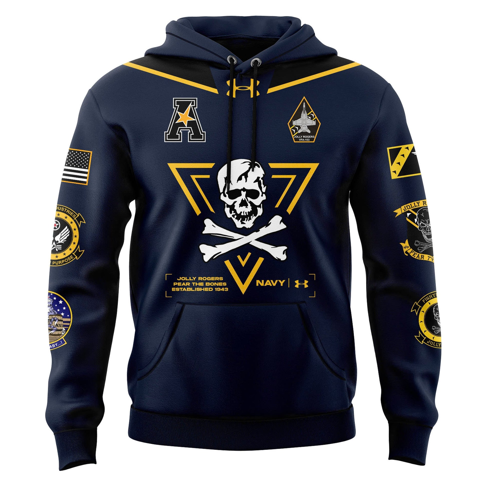 Jolly Rogers Navy Midshipmen football 2024 Hoodie