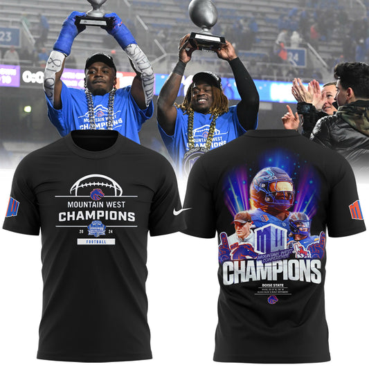 Premium Boise State Broncos Gear - Must Have - Boise State Football 2024 Mountain West Champions Premium Limited T-Shirt (Black)