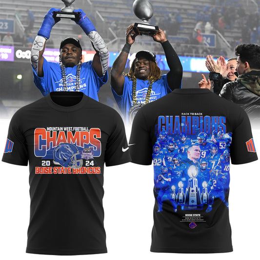 Premium Boise State Broncos Gear - Must Have - Boise State Football 2024 Mountain West Champions Premium Limited T-Shirt V4 (Black)