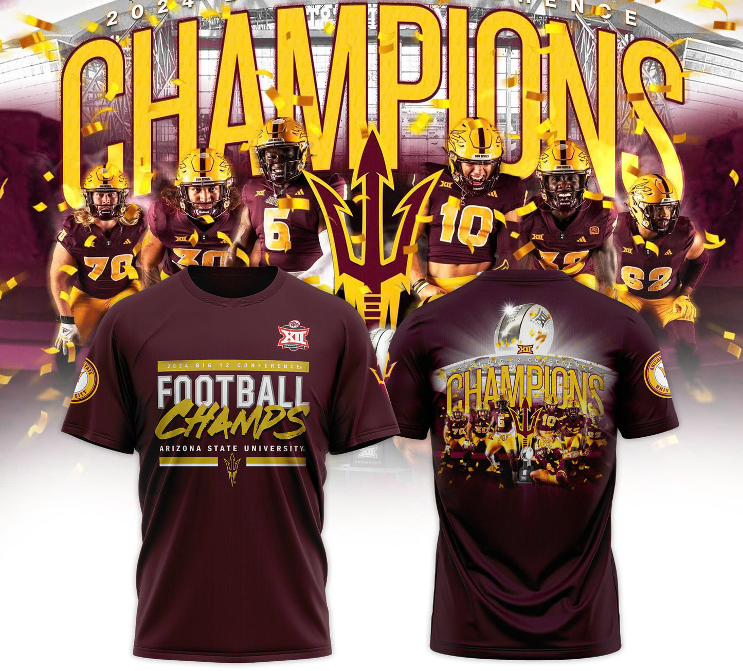 Arizona State University Football 2024 Big 12 Champions TShirt V4