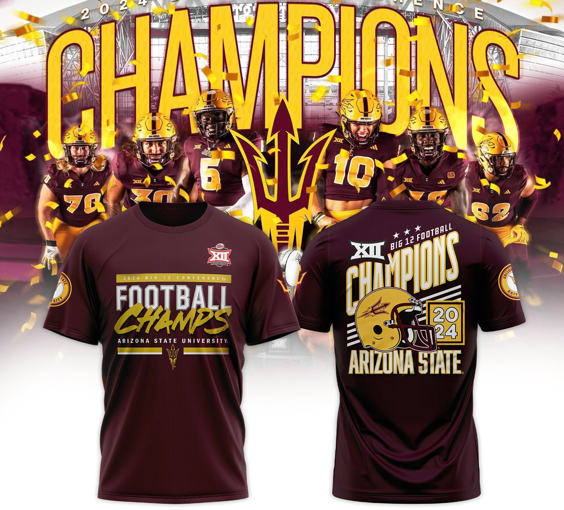 Arizona State University Football 2024 Big 12 Champions TShirt v3