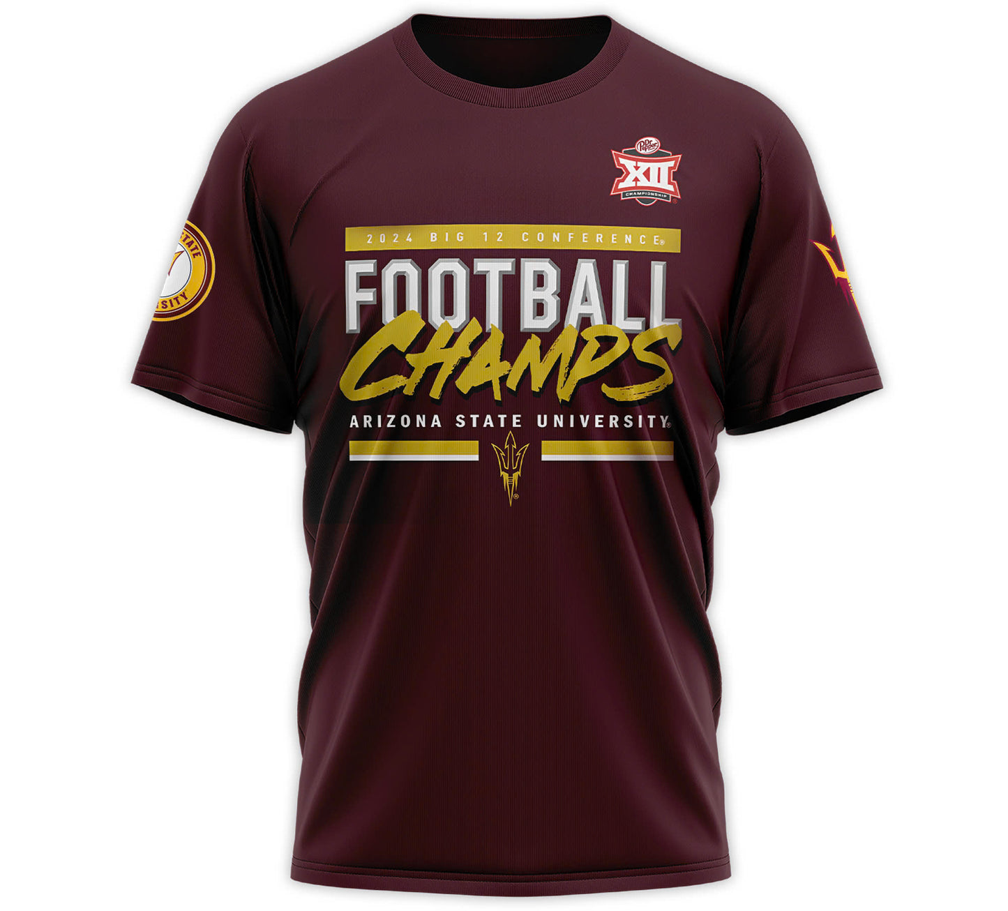 Premium Arizona State Sun Devils Gear - Arizona State University Football 2024 Big 12 Champions T-Shirt V4 - Gear Up For Big Game