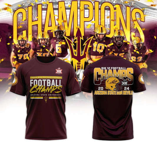 Arizona State University Football 2024 Big 12 Champions TShirt v2