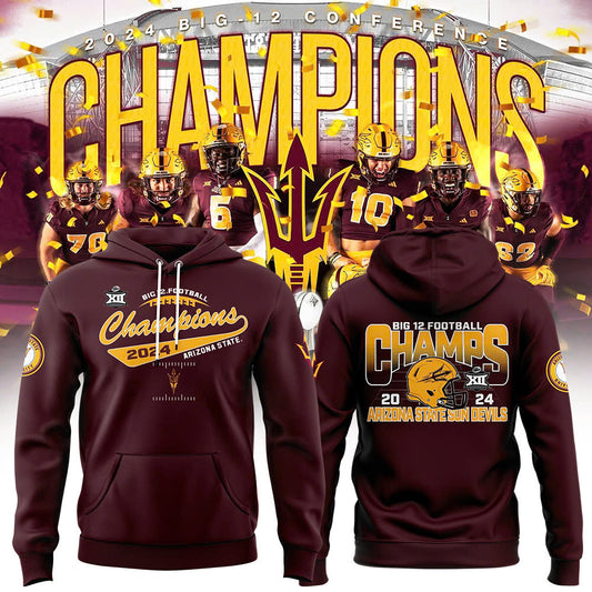 Arizona State University Football 2024 Big 12 Champions Hoodie v5