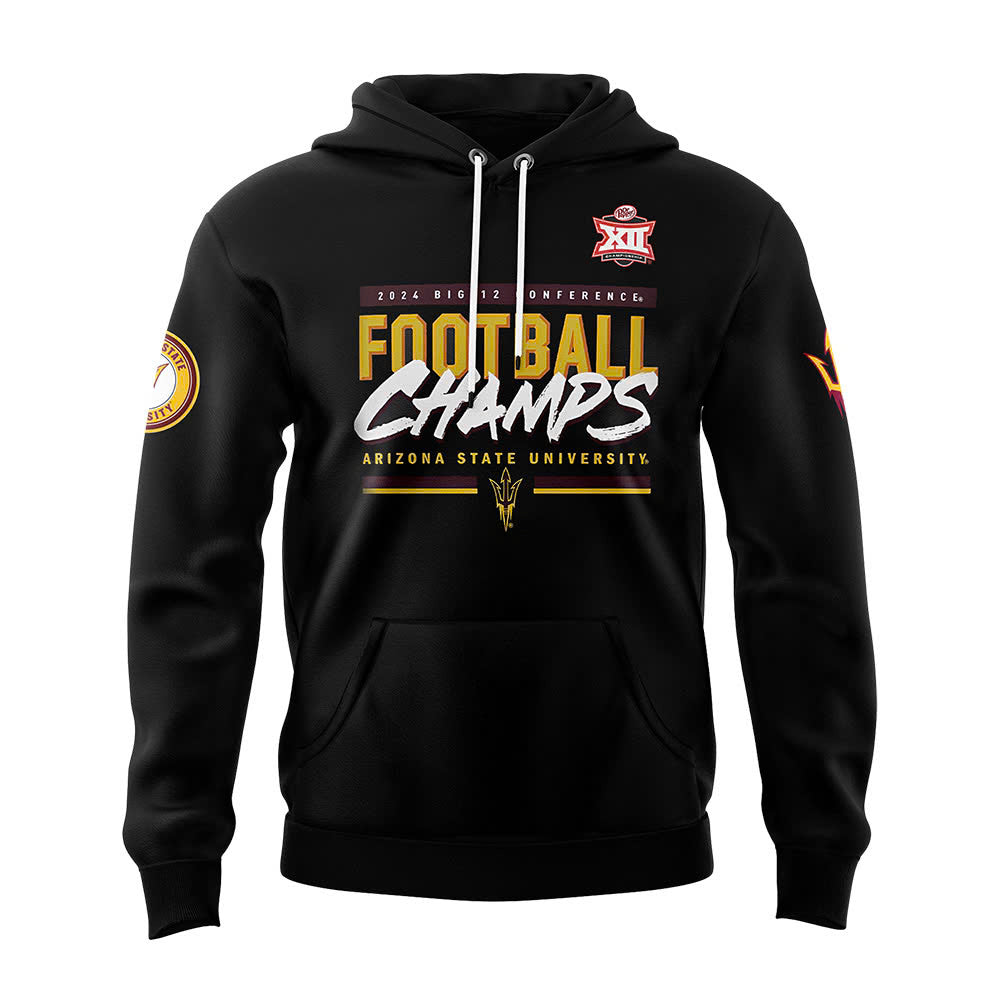 Premium Arizona State Sun Devils Gear - Arizona State University Football 2024 Big 12 Champions Hoodie - Gear Up For Big Game