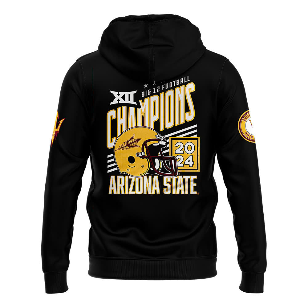 Premium Arizona State Sun Devils Gear - Arizona State University Football 2024 Big 12 Champions Hoodie v3 - Gear Up For Big Game