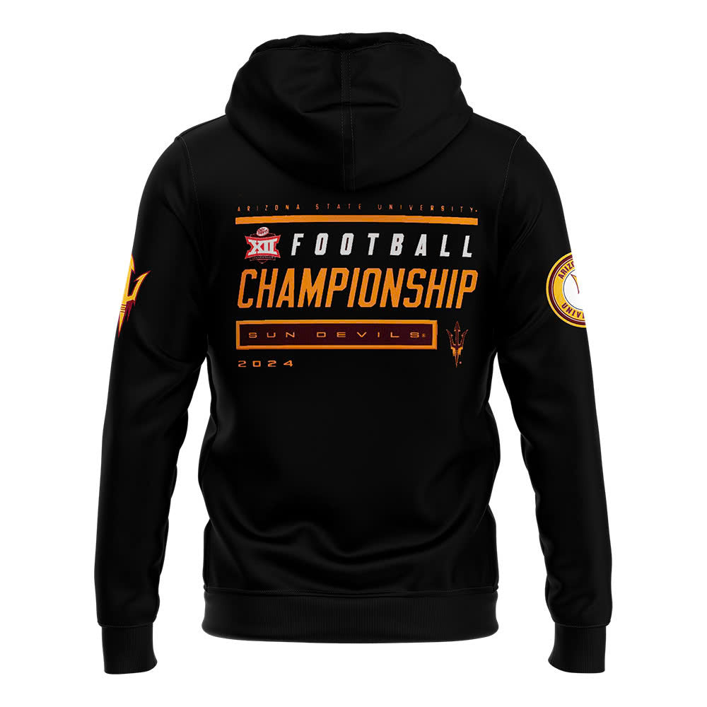 Premium Arizona State Sun Devils Gear - Arizona State University Football 2024 Big 12 Champions Hoodie - Gear Up For Big Game