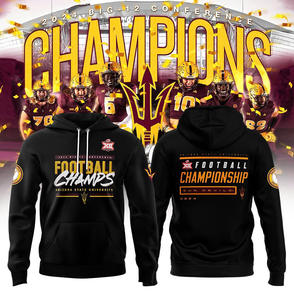 Arizona State University Football 2024 Big 12 Champions Hoodie