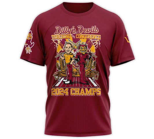 Premium Arizona State Sun Devils Gear - Dilly’s Devils Torching The Conference 2024 Champions T-Shirt - Gear Up For Big Game