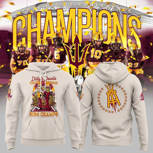 Premium Arizona State Sun Devils Gear - Dilly’s Devils Torching The Conference 2024 Champions Hoodie - Gear Up For Big Game