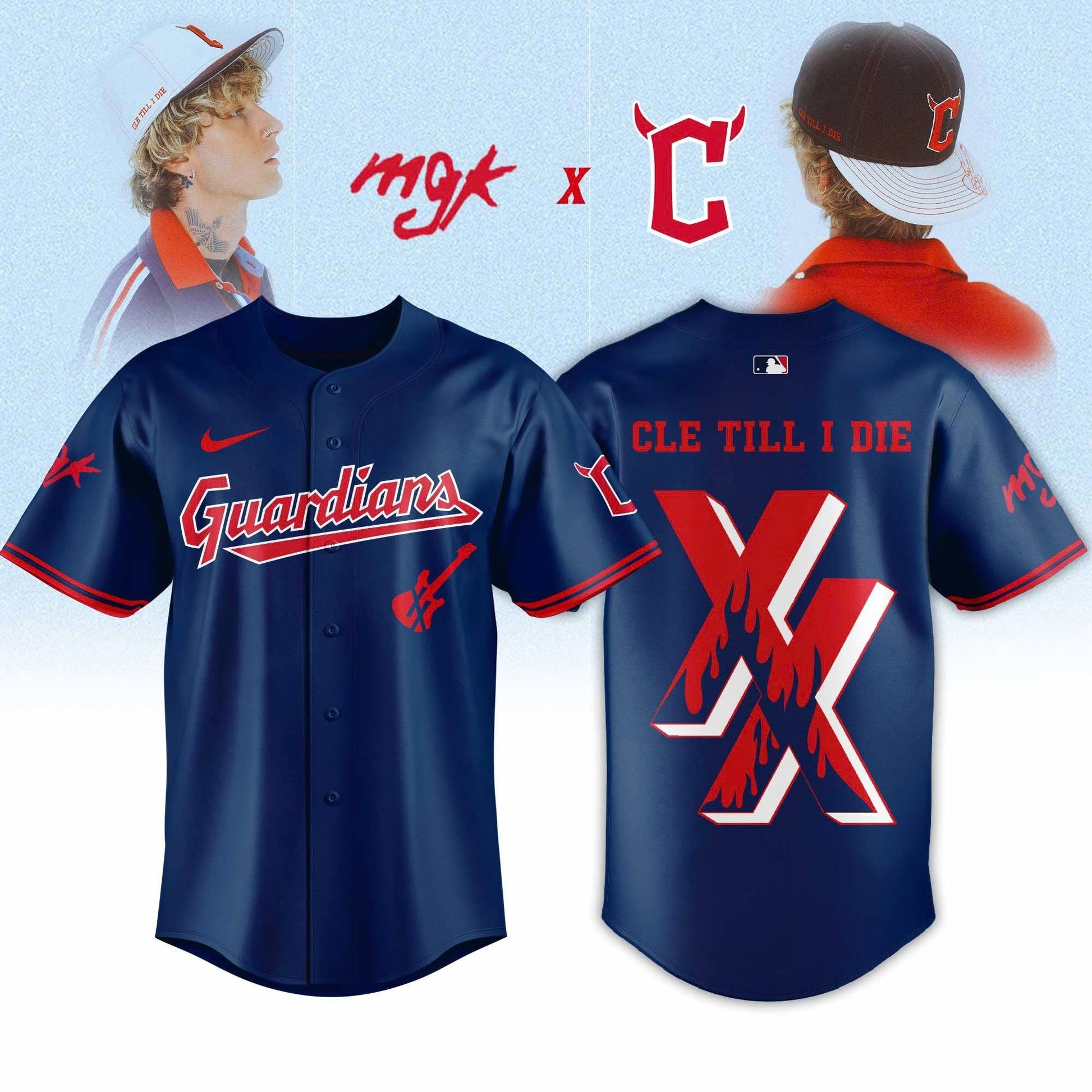 Cleveland Guardians x Mgk 2025 Limited Edition Baseball Jersey Navy