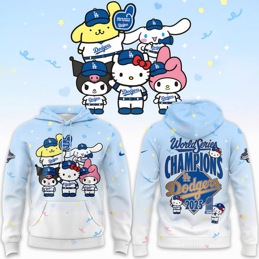 Hello Kitty x LA Dodgers 2025 World Series Champions Hoodie - 3D All Over Printed